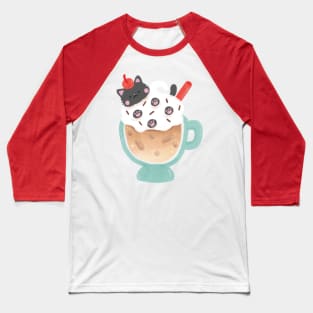 Retro Diner Coffee Cat Baseball T-Shirt